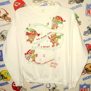 Vintage 1990 Avon Ice Skating Bears Christmas Xmas Crewneck Sweatshirt